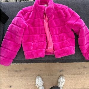 Tractr Hot Pink Faux Fur Jacket
